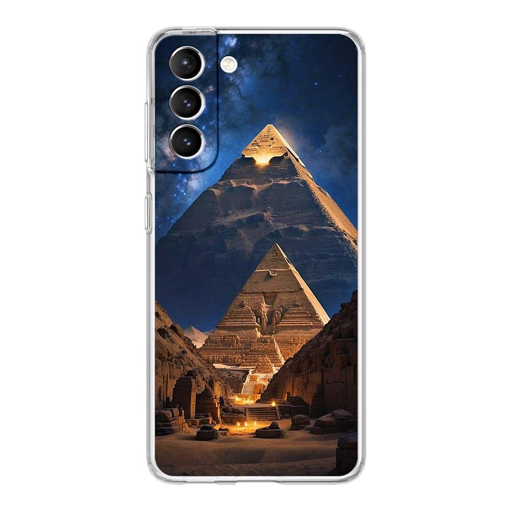 Phone Case For Samsung Galaxy S25 S24 S23 FE S22 Ultra S20 S21 5G S10 Plus S10E Soft Clear Cover Ancient Egypt God pyramid