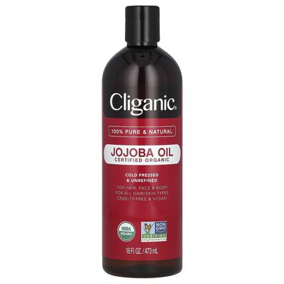 100% czysty i naturalny, certyfikowany organiczny olej jojoba, 16 fl oz (473 ml)
