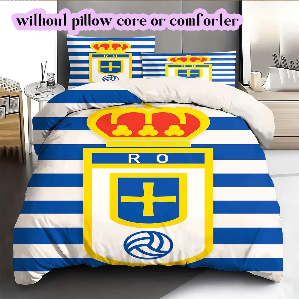 Biancheria da letto con motivo Real Oviedo, Set piumone Copripiumino Federa Regalo di Compleanno per la Casa (1*copripiumino+2*federe,senza imbottitura)