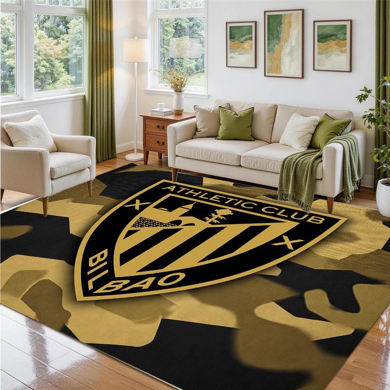 Athletic Bilbao Football Design Crystal Velvet Rug Soft Decorative Mat for Bedroom Entrance