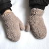 Children Kid Autumn Winter Warm Mittens Solid Color Full Finger Plush Gloves