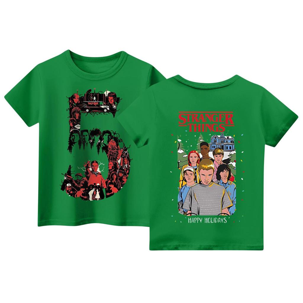 Dětské topy s krátkým rukávem Tričko s potiskem pro volný čas a kulatý výstřih