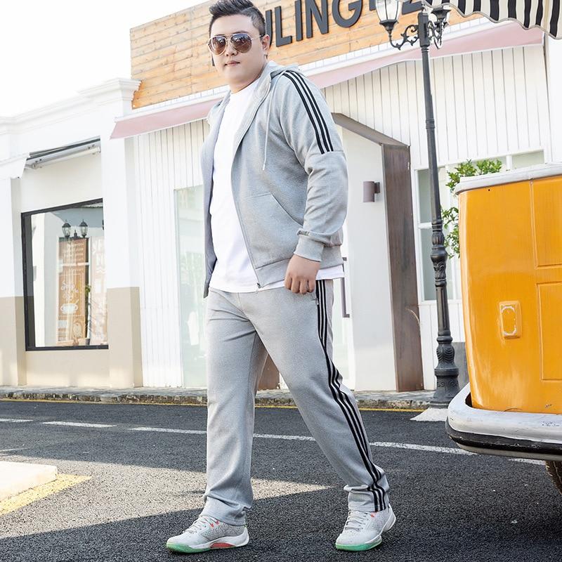 Men 'S Sports Suit Hooded Hoodies Jacket Pants 2 Piece Jogger Set Men Sportswear Autumn Men 'S Sets Sweatpant Extra Large Size 9xl