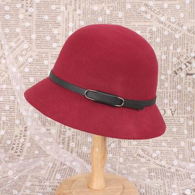 Womens Wool Felt Fisherman Hat With Leather Button Vintage British Style Beret Cap Winter Warm Accessory