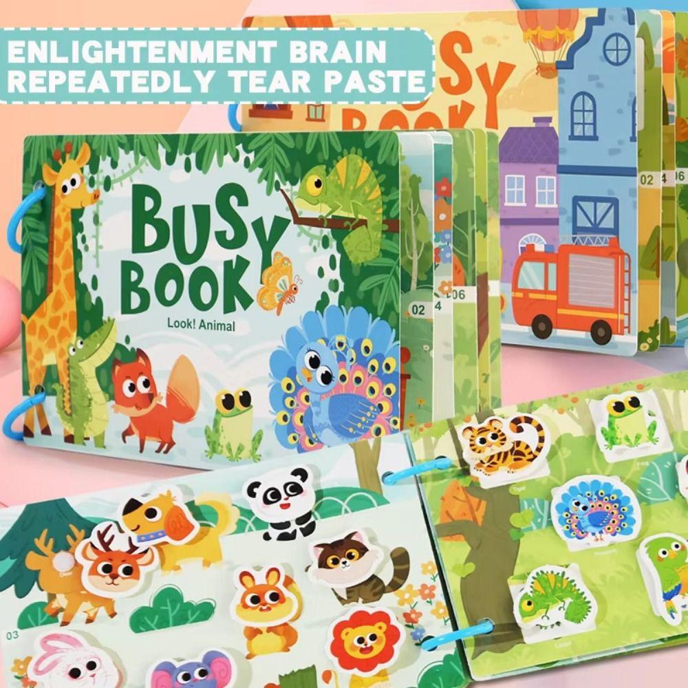 

4pcs Paper Quiet Stickers Book Repeated Pasting DIY Kids Busy Book Toy Birthday Gift 4pcs