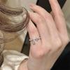 PONYKISS Tibetan Silver Zircon Flower Water Drop Opening Rings for Women Party Cute Plant Fashion  Minimalist Accessories