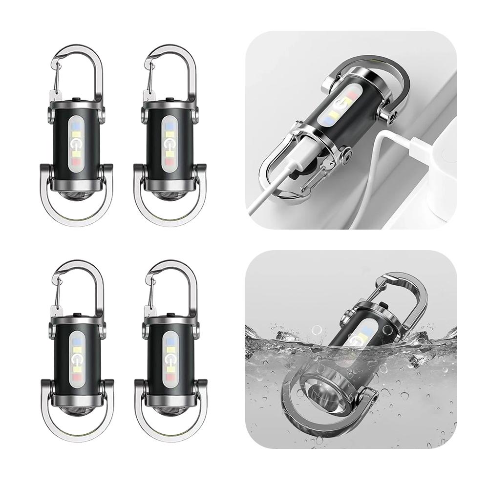 COB LED Keychain Flashlight USB Rechargeable Pocket Flashlight Ultralight Camping Flashlight for Outdoor Emergency
