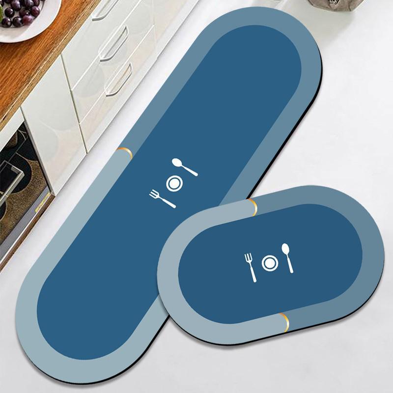 Non-Slip Diatom Mud Kitchen Rug: Solid Color, Oil-Proof, Water-Absorbent, Quick-Drying Floor Mat for Home Use