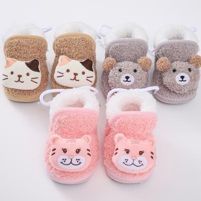 Baby Shoes Cute Cartoon Kitten Tiger Bear Plush Shoes Thick Soft Soled Toddler Shoes