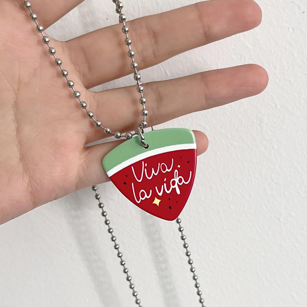 Elegant and Sparkling Watermelon Necklace Pendant, with A Cute and Playful Fruit Style Design, Exquisite and Vibrant Women's Jewelry Item.
