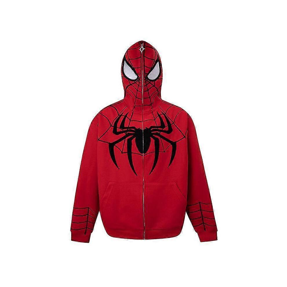(M, schwarz) Spiderman Hoodie Reißverschluss Strickjacke Street Locker Jacke