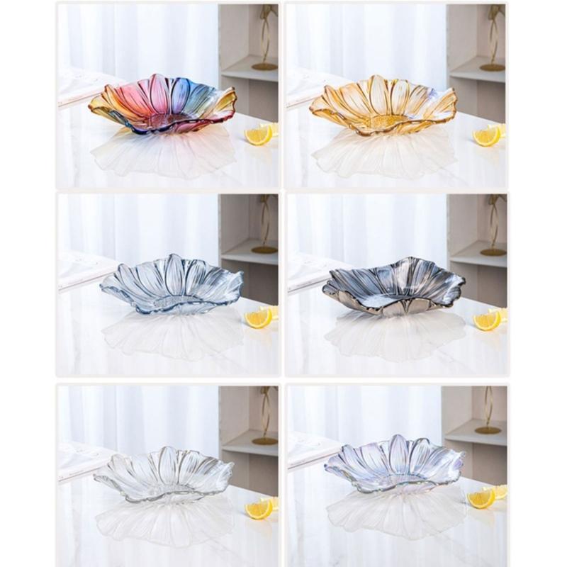 Sunflowers Pattern Glass Serving Tray With Multiple Color Great For Displaying Snacks Fruits And Dessert At Gatherings
