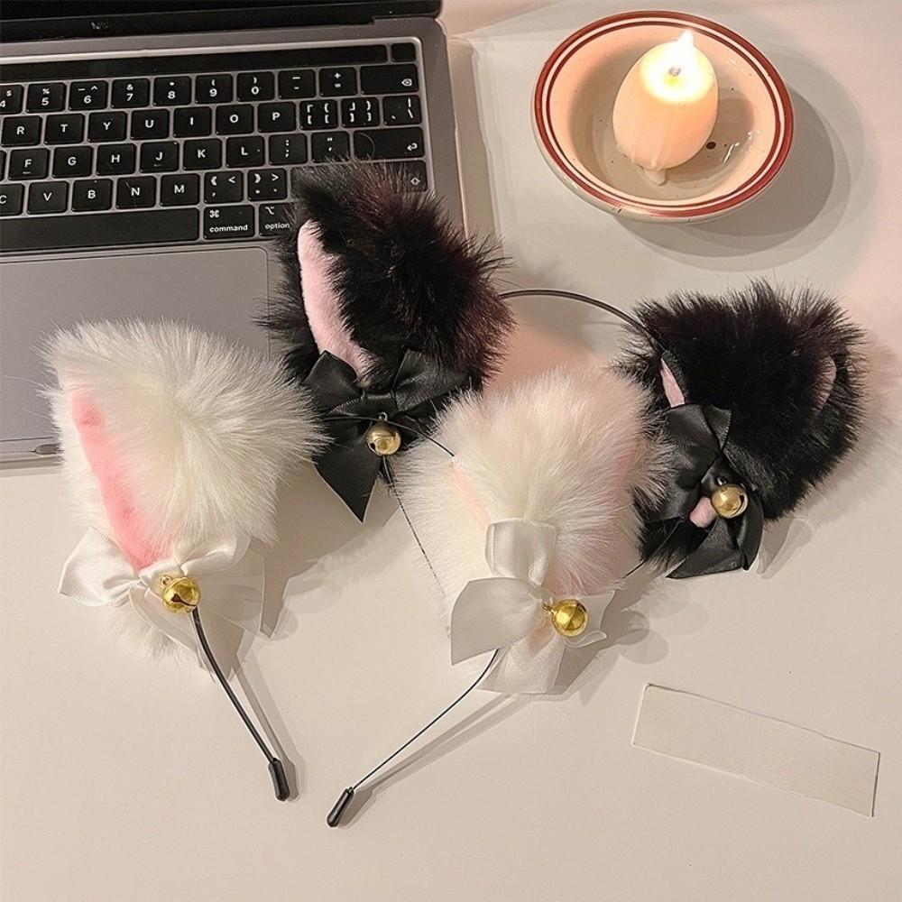 Lolita Cat Ears Headband Set Bow Halloween Dress Up Sweet Cosplay Headwear  Makeup