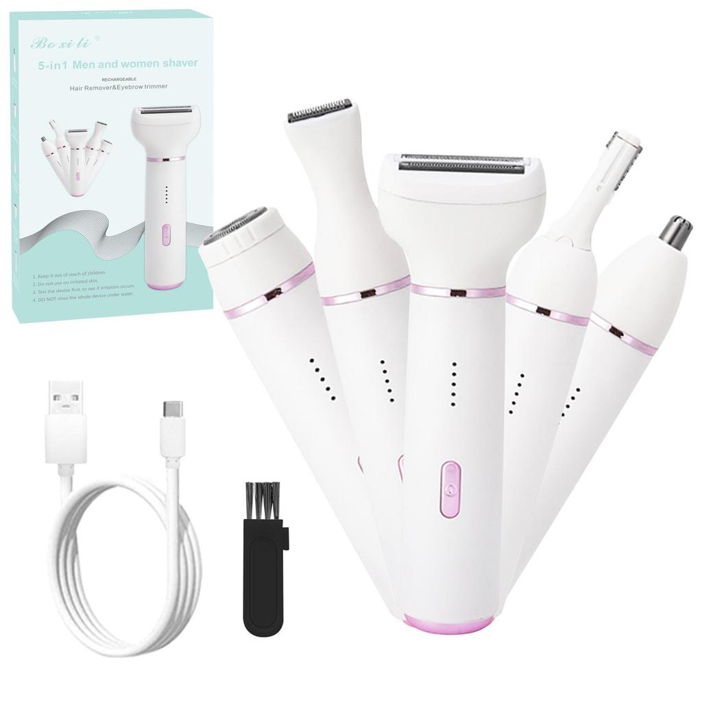 Elektrischer 5-in-1-Rasierer für Damen: Multifunktionale Haarentfernung für Achseln, Beine und den Intimbereich