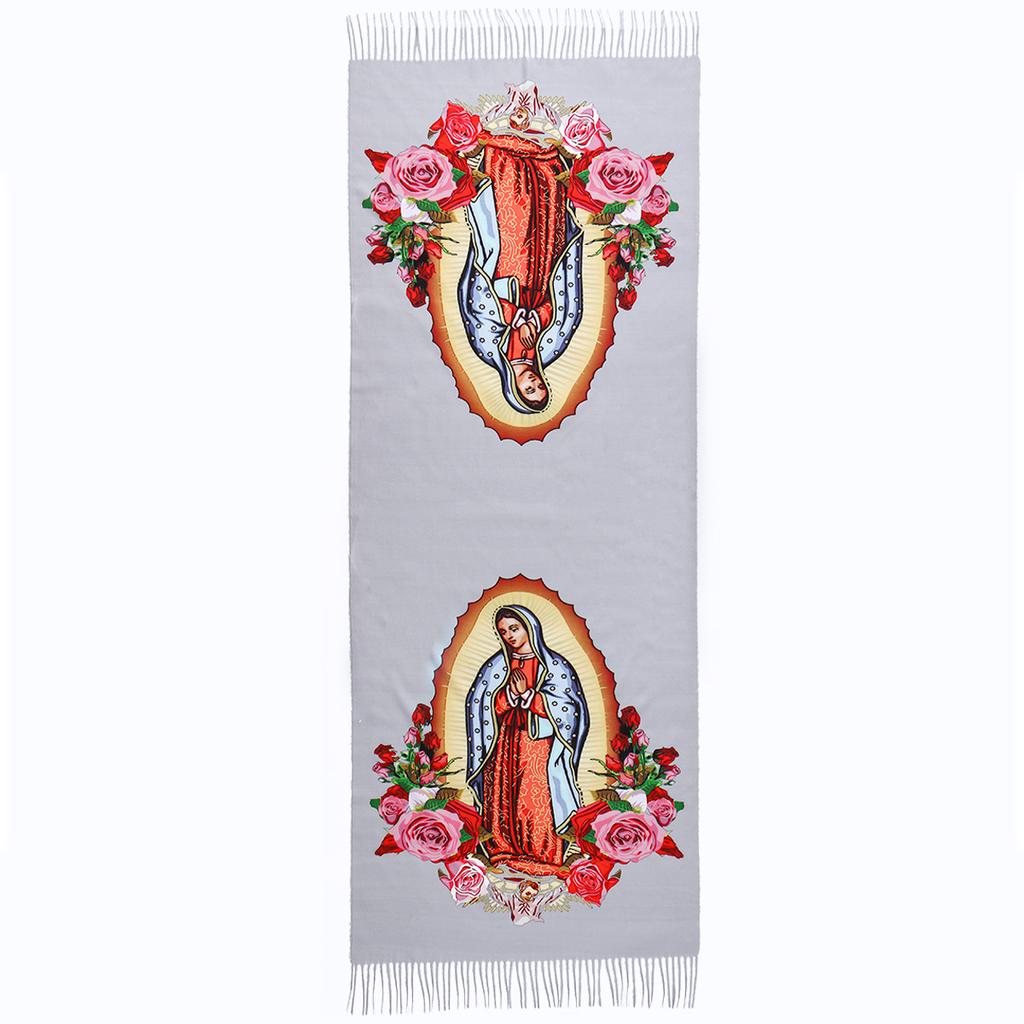 Printed Virgin Mary Of Guadalupe Scarf Men Women Winter Fall Warm Scarves Mexico Catholic Saint Shawl Tassels Wrap