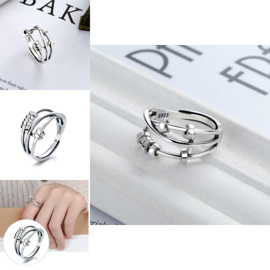Multi-ring Rotating S925 Tai Silver Index Ring Flower Pattern Lucky Charm Korean Style Fashionable Gift For Friends Trendy Hand Jewelry