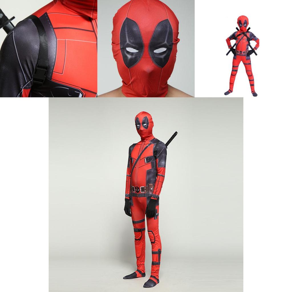 Deadpool Cosplay Jumpsuit With Polyester Spandex For Kids Halloween Party