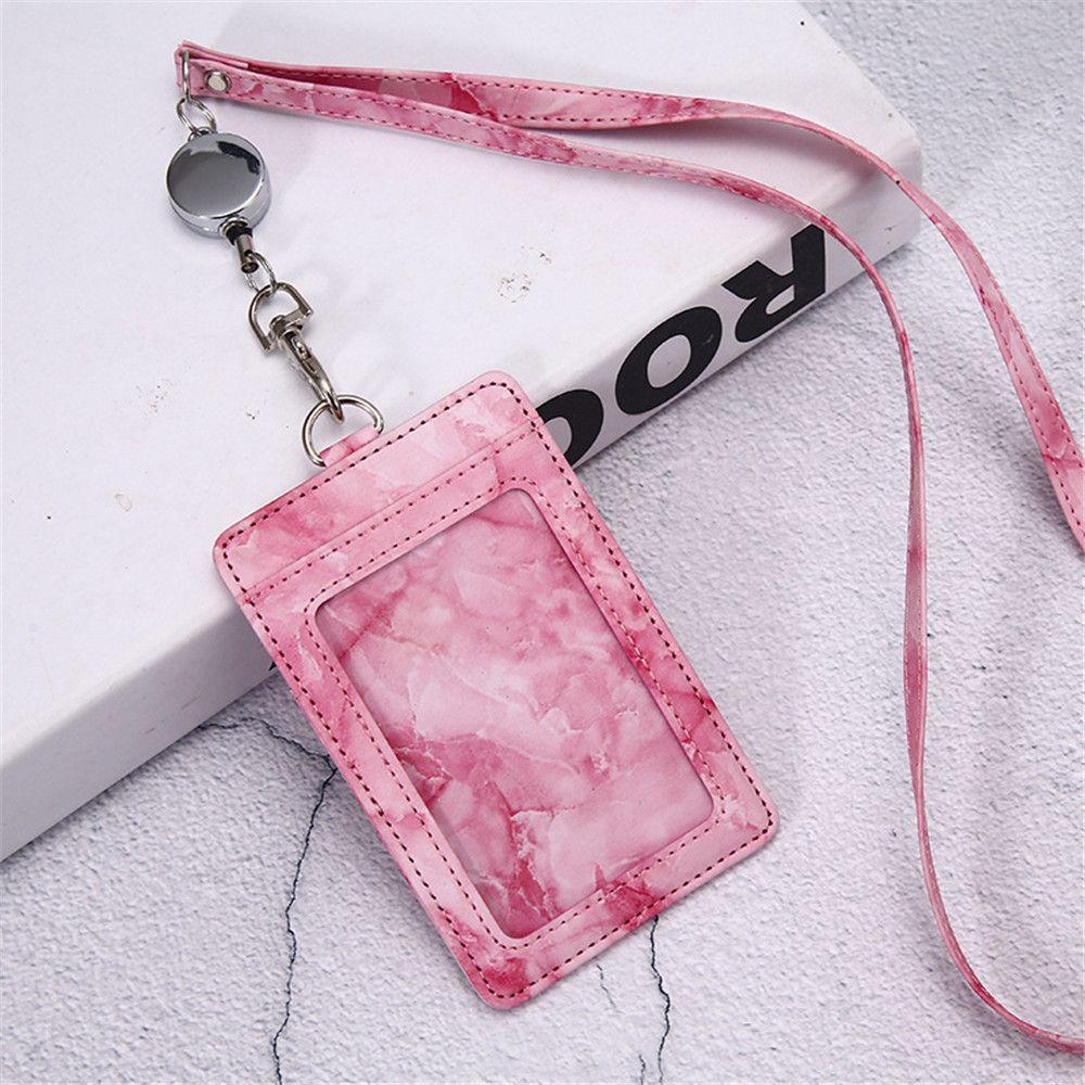 

Lanyard Strap Marble Pattern PU Leather ID Cards Wallet Case Neck Lanyard Badge Holder Card Holder розы красного