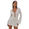 Robe de plage sexy en tricot pour femme, couleur unie, cache-maillot de bain, vêtements de soleil
