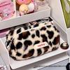 Leopard Print Pencil Case Large-capacity Fluffy Pencil Case Student Pencil Box Storage Makeup Bag