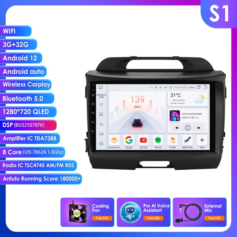 

OSSURET 8G+128G Голосовое управление AI 2 Din Android Авто Радио Для KIA Sportage 3 2010-2016 2015 Carplay Авто Мультимедиа GPS 2din Интеллектуальное Авторадио SWC BT RDS S1 8Core 3G 32G AI