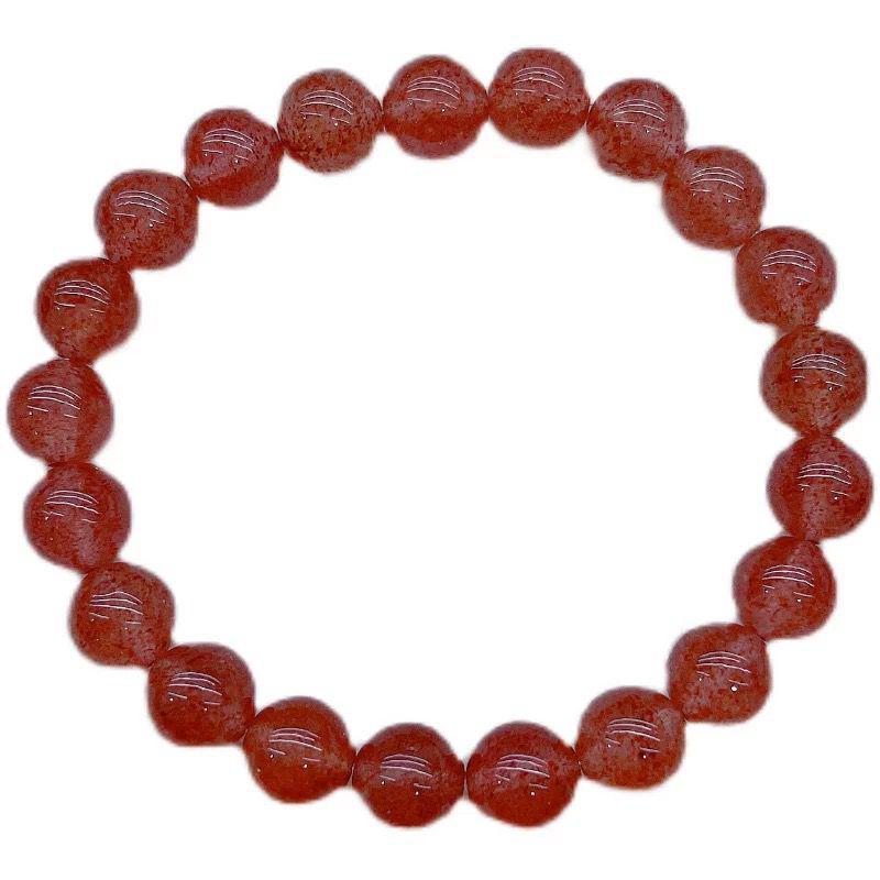 Natural Strawberry Quartz Bracelet – Pink Crystal Luck Beads, Peach Blossom Design, Gift for Women or Best Friend