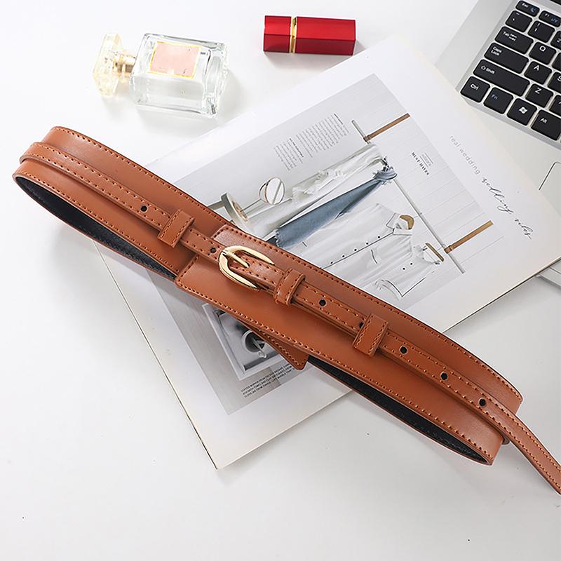Simple Pu Leather Detachable Girdle  Pin Buckle Wide Waistband Vintage Coat Dress Belt For Women Clothes Decoration