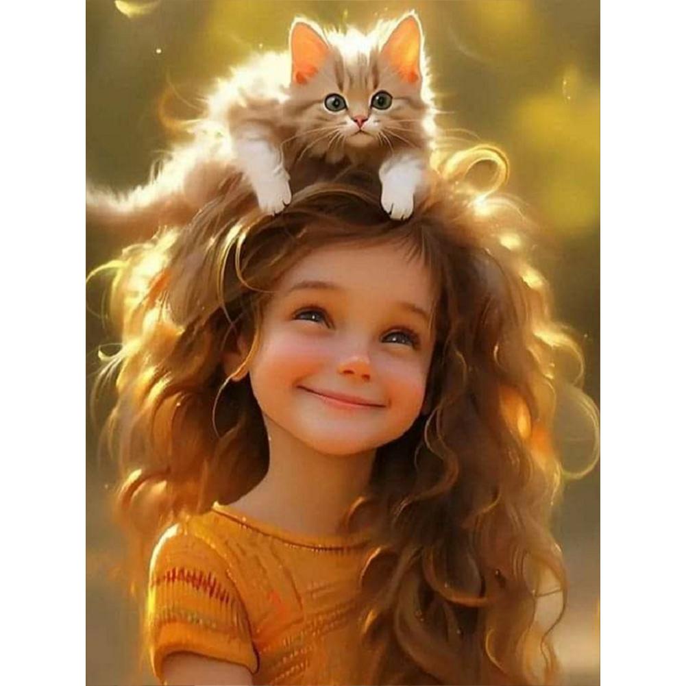 5D DIY Full Round Drill Diamond Painting Sweet Big Eyes Girl Kit Home Decoration Rhinestones Paintings