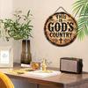 Vintage Chic Wooden Round Sign Pendant - Inspirational"This Is Gods Country" Quote, Perfect for Home & Farmhouse Decor, Ideal Gift for Living Room