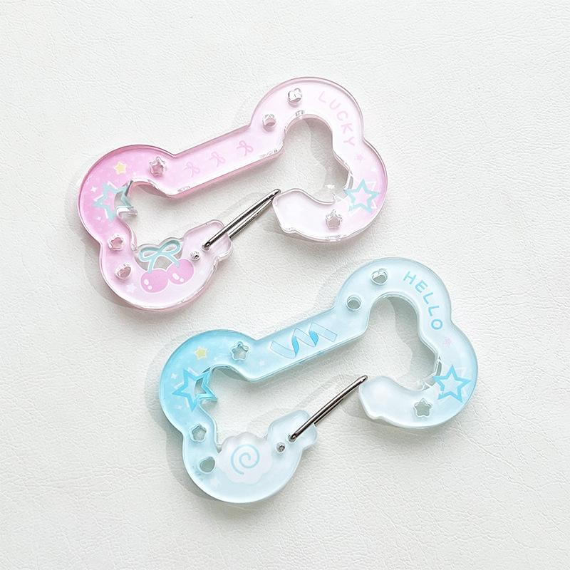  Gradient Bone Carabiner Mountaineering Buckle Porous Acrylic Buckle Keychain Backpack Ornament Multipurpose Keyring Hook