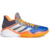 Adidas Harden Stepback 1 Runde Zehenpartie Schnürung Stoßdämpfung Rutschfest Abriebfest Mid-Top Basketballschuhe Herren Sneaker Orange Weiß Blau FW8483