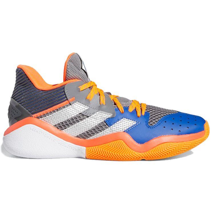 Adidas Harden Stepback 1 Round Toe Lace-Up Shock Absorption Non-Slip Wear-Resistant Mid-Top Basketball Shoes Men Sneakers Orange White Blue FW8483