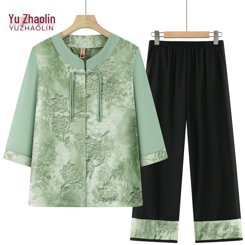 

Yuzhaolin Elderly Women s Summer Floral Blouse & Top Set 4XL