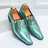 Fashion Luxury Banquet Dress Formal Shoes Pointed Low Cut High-end Business Casual Shoes for Men's Silver Men's Shiny Leather Shoes