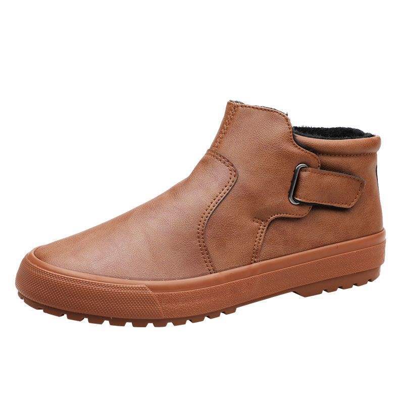 Winter New High-top Cotton Shoes Leather Shoes Men's Velvet Thick-soled Martin Boots Men's Korean Version One-pedal Trendy Snow Boots