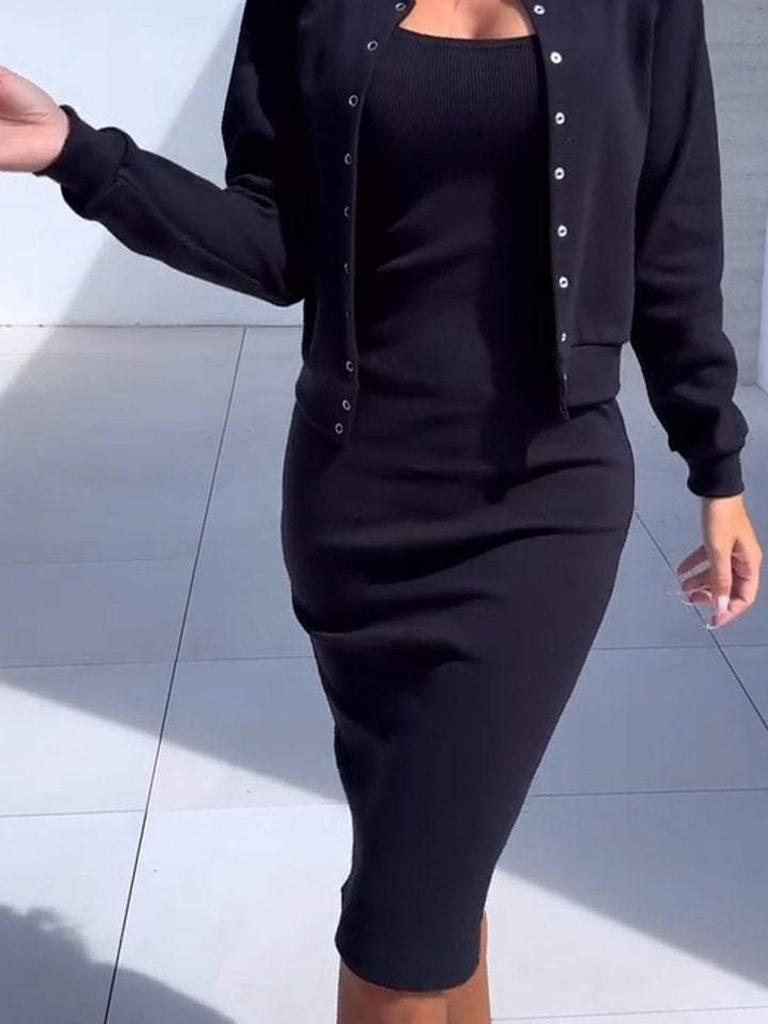 Hot Selling Autumn Winter New Style Strappy Dress Outerwear Top Set Women's Clothing