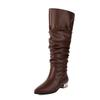 Fashion New Pleated Lazy Autumn Winter Women Knee High Boots European American 3cm Low Heel Commuting Shopping Long Boots Sizes 32-46