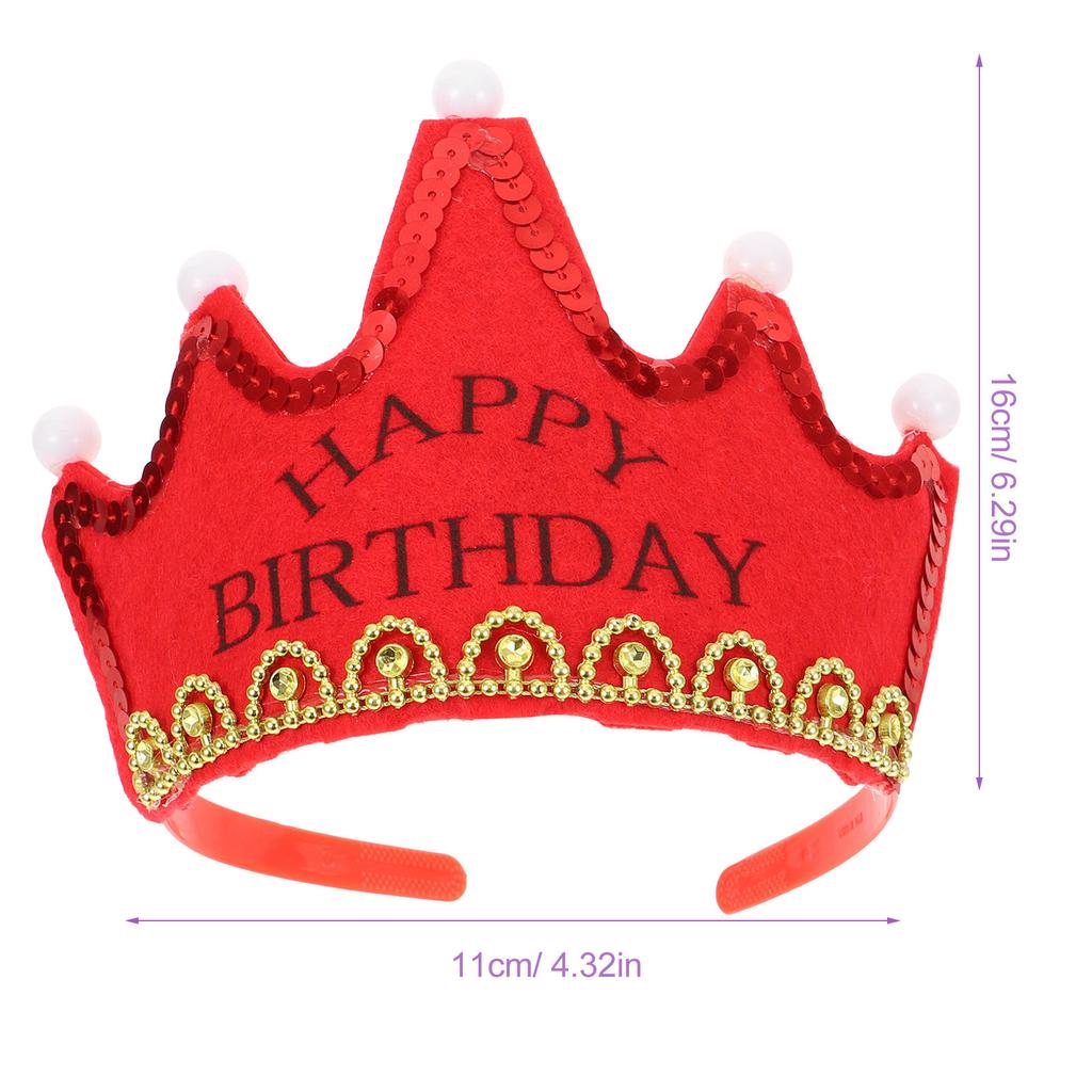 LED Light Up Birthday Crown Hat for Adults Party Accessory Flashing Modes Adjustable Non-Woven Plastic Glow Crown Hat