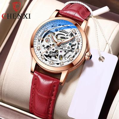 New TOP Brand Luxury Women's Watch With Box Women's Fashion Waterproof Automatic Hollow Women's Mechanical Watches