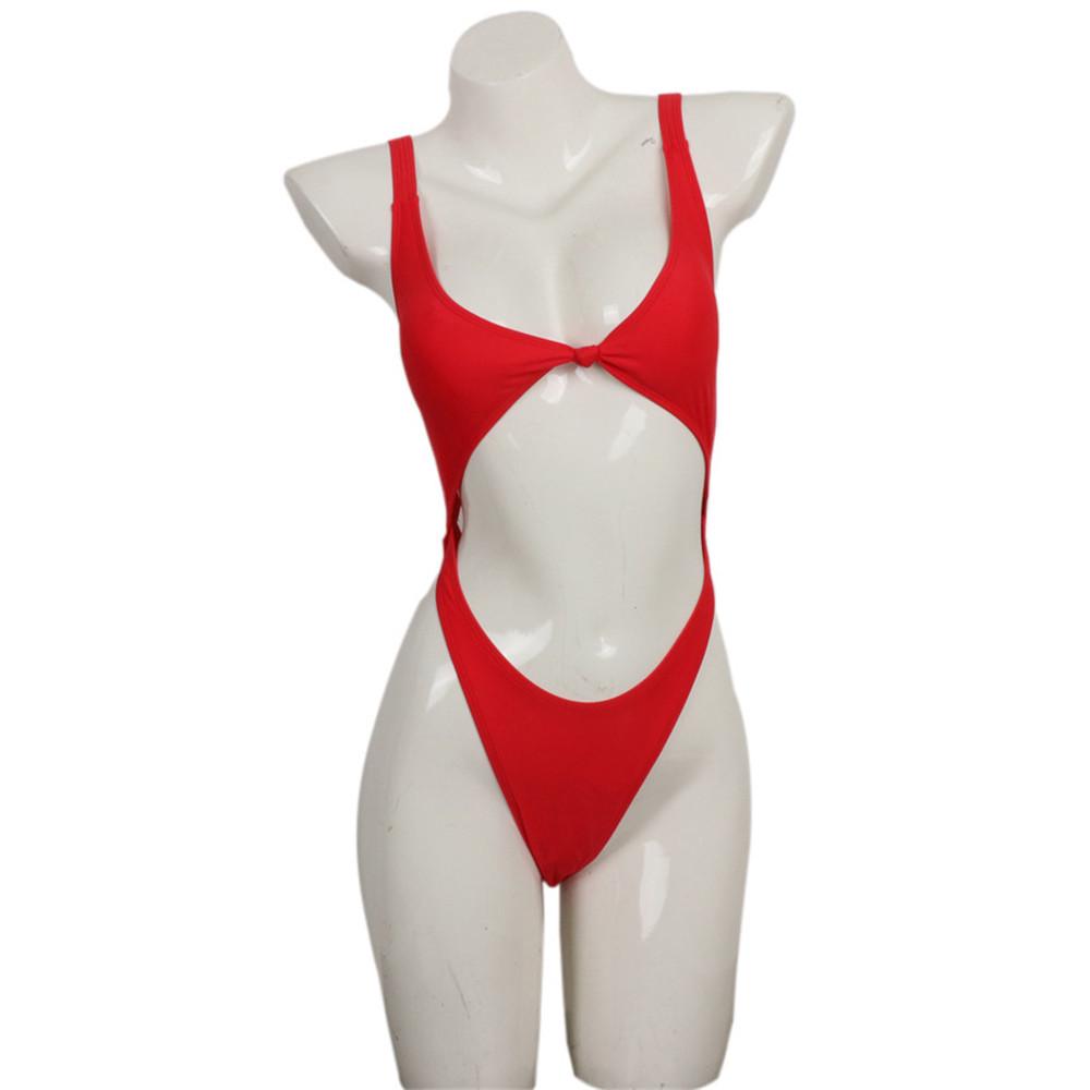 Women's Plus Size One-Piece Backless Swimsuit - Solid Color Sexy Swimwear