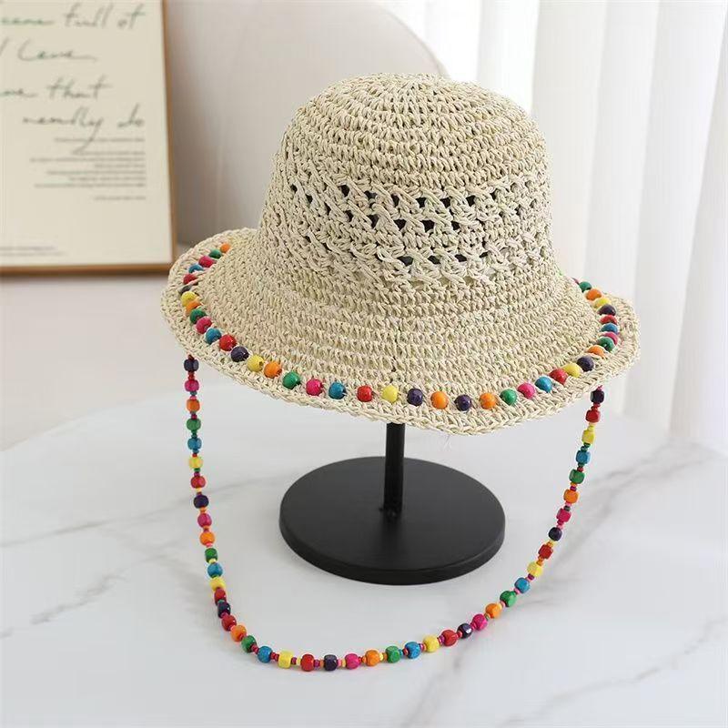 Seaside Beach Vacation Sunscreen Hat Flower New Cute Hollow Woven Summer Visor Big Brim Bucket Hat