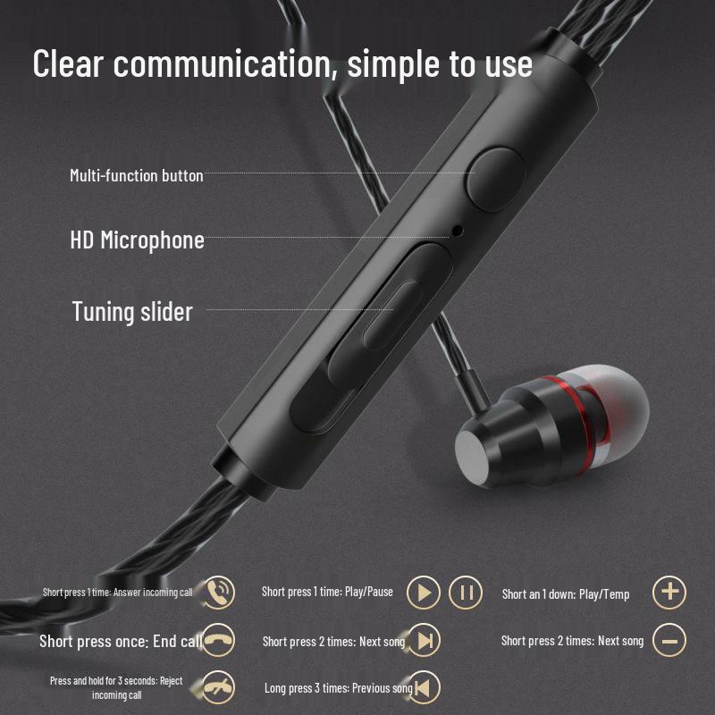 Wired In-Ear Earphones with Heavy Bass and High-Quality Subwoofer for Phones and Computers