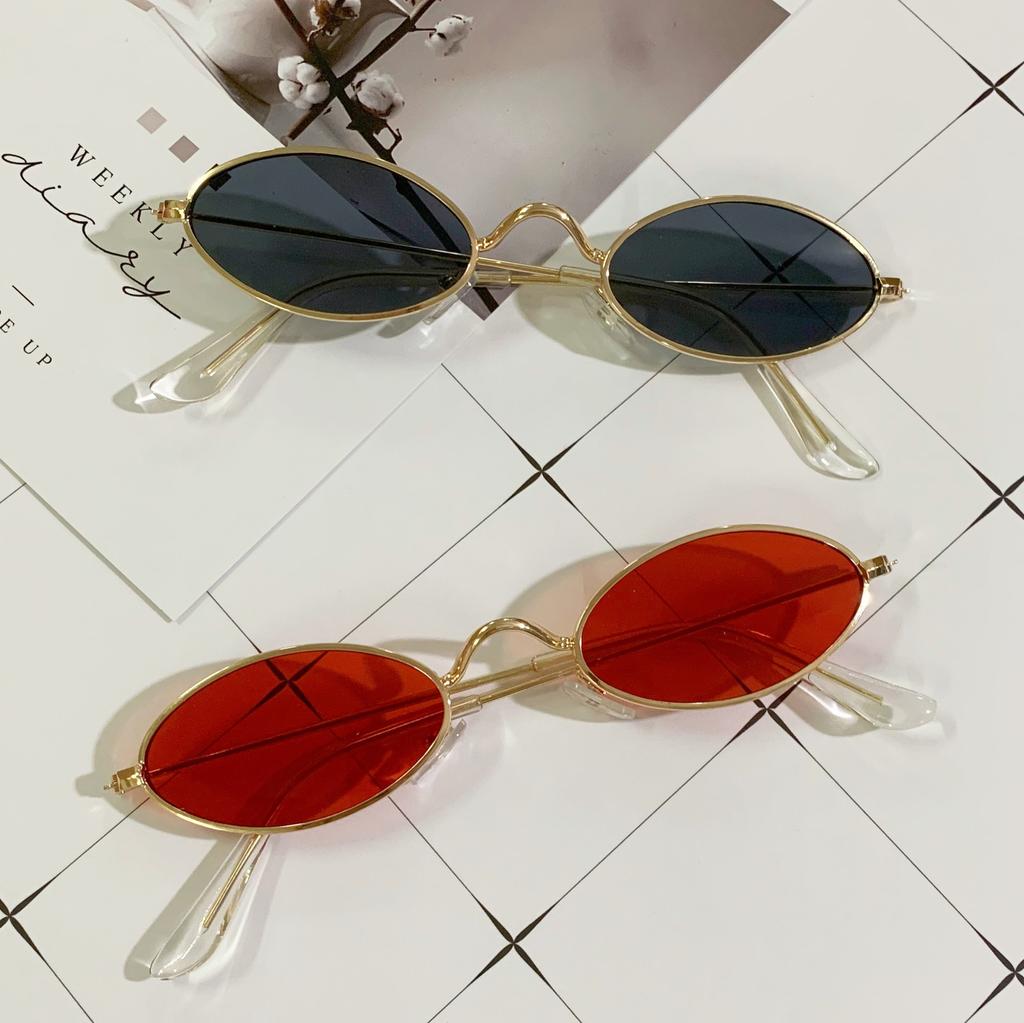 Vintage Retro Small Oval Sunglasses Woman Men Classic Vintage Brand Sunglasses Black Red Metal Color Sun Eyeglasses For Female Fashion Designer Style