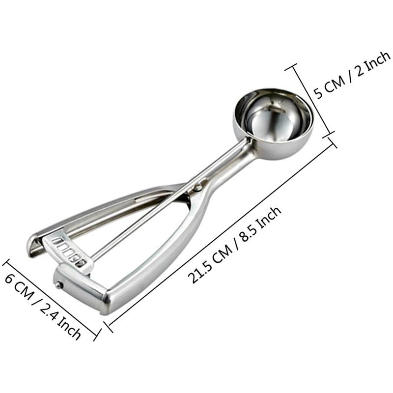 Stainless Steel Ice Cream Scoop Ice Cream Scoop With Trigger Suitable For Ice Cream Cookies Cake Dough Melon Kitchen Supplies