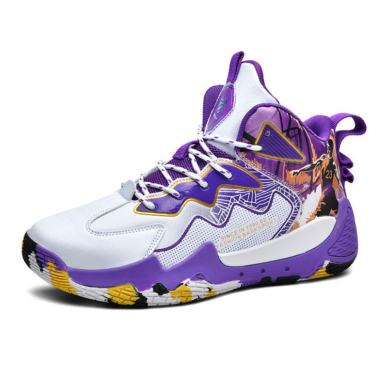 Children's High-Top Leather Basketball Shoes - Boys Ages 6-12, Autumn/Winter