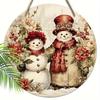 Vintage Wooden Christmas Sign with Snowman Pattern - Navidad Round Sign for Front Door, Wall, Room Hanging Decor - Ideal Memorial Gifts for Family