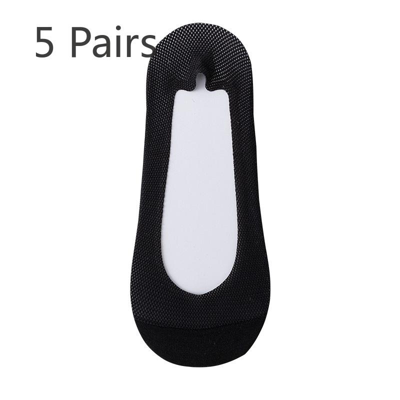 5 Pairs of Women's Spring and Summer Shallow Cut Anti Slip Perforated Net Invisible Boat Socks