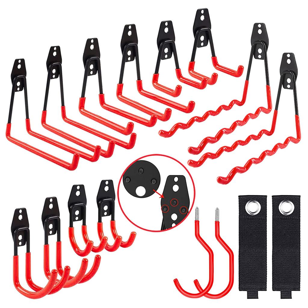 Garage Set of 16 Tool Garage Tool Three Welded Joints for Extra Strength and Increased Weight Capacity by 5kg Two Storage Straps and Two Bicycle