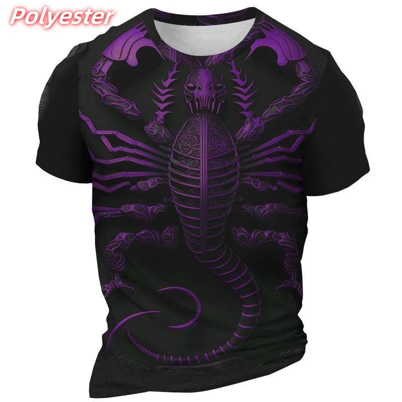 Retro Scorpion Pattern T Shirts For Men Insects 3D Printed T-Shirt Summer Casual Fashion O-Neck Tops Short Sleeve Street Tees