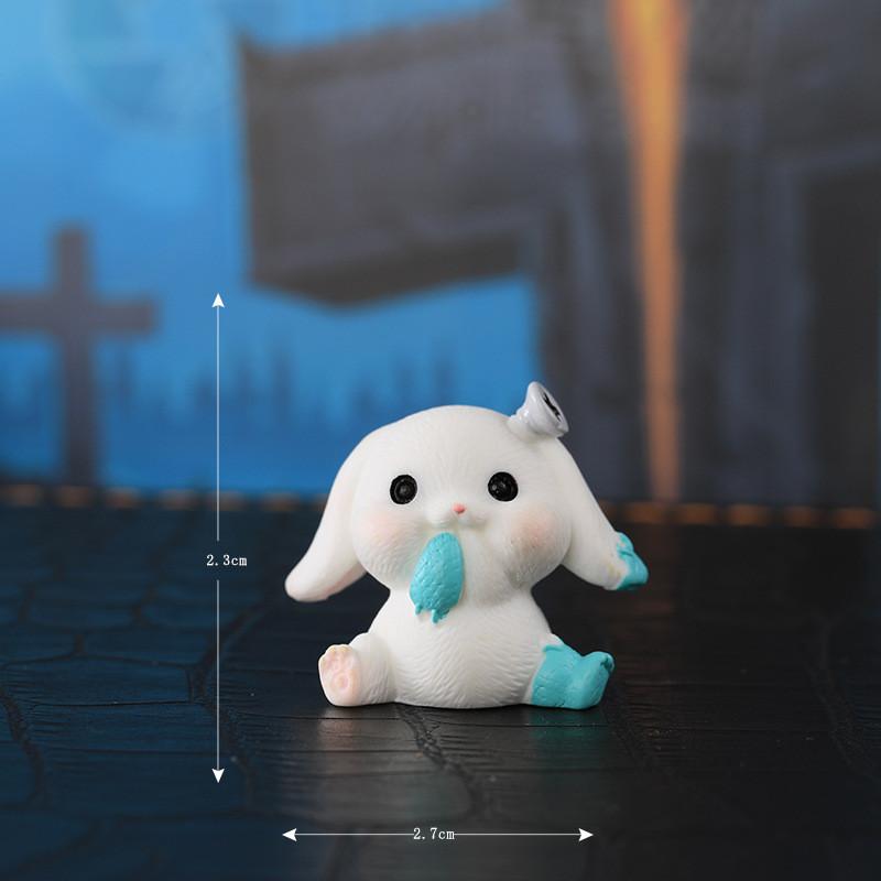 Entzückende Halloween-Miniaturdekorationen aus Harz, niedliche Cartoon-Hasenfiguren für Sukkulenten